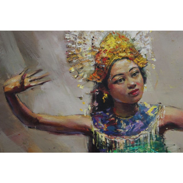 Impressionist figurative painting of a woman dancing. The work is signed by, I Fantje who was an Indonesian Asian Modern &...