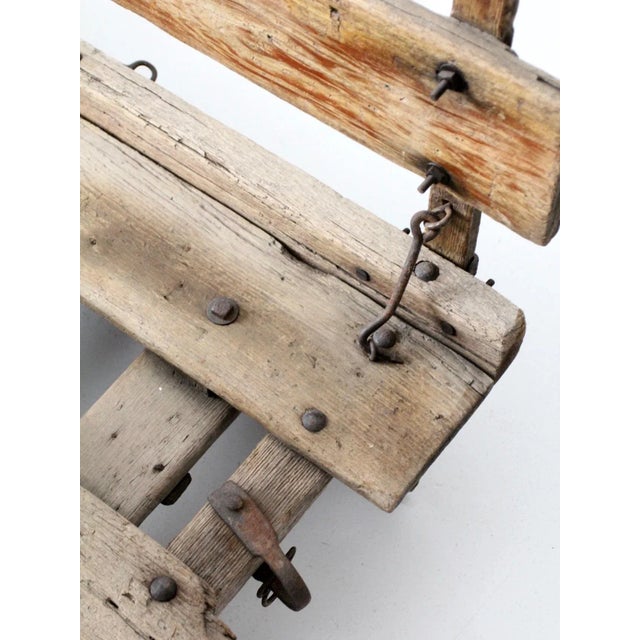 Antique Primitive Wooden Sled For Sale - Image 4 of 13