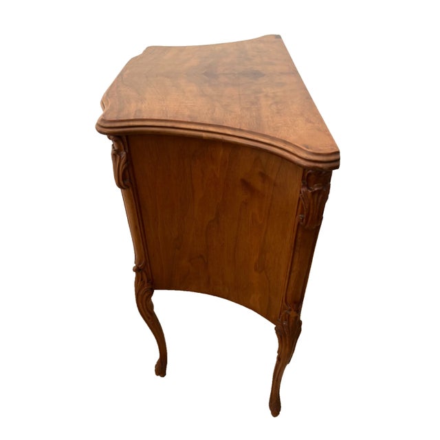 1960s Vintage French Cabinet Side Table Hidden Bar Storage Solid Walnut Hand Carved For Sale - Image 5 of 11