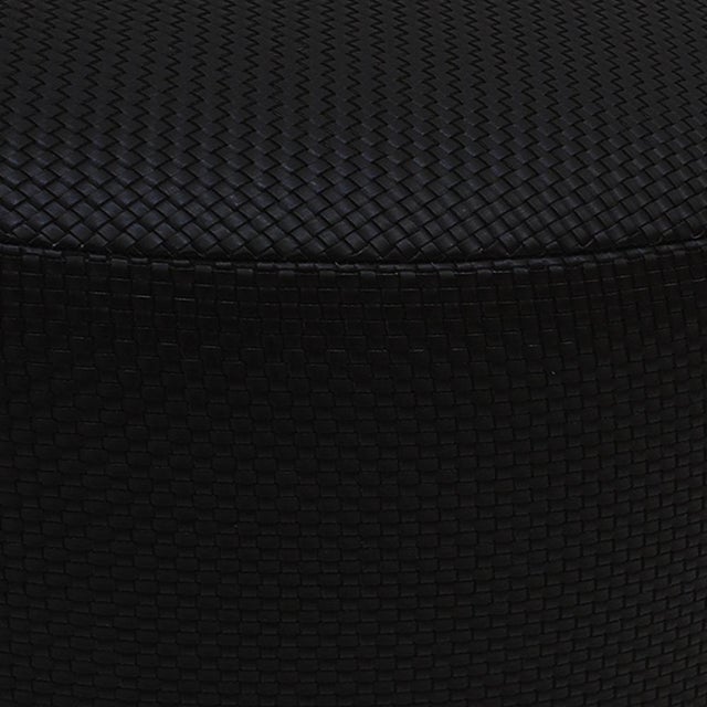 Black Vintage Circular Pouf in Black Braided Lambskin by LA Design, 2010s For Sale - Image 8 of 9