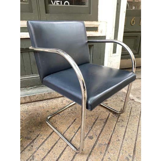 Mies van der Rohe Tubular Brno Chair, 2 available, priced separately. Chrome is super clean, leather shows wear and tear....