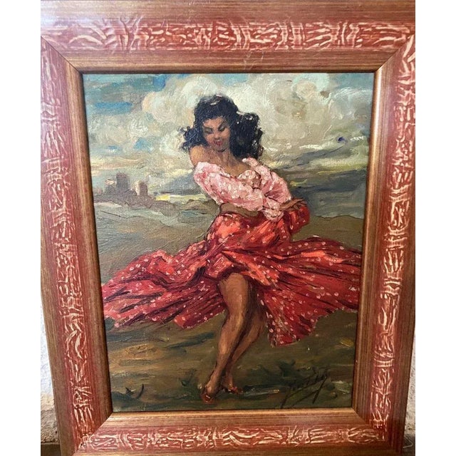 Yves Diey, Dancer, Oil on Canvas, Framed For Sale - Image 4 of 8