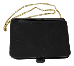 1960s Black Leather and Bakelite Italian Evening Bag