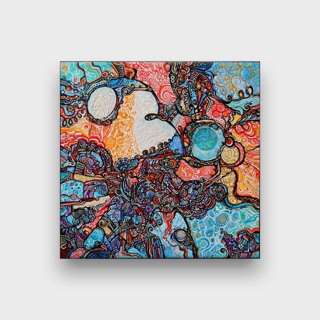 This is a one of a kind original cubist painting by San Diego artist, Alexander Arshansky. Its dimensions are 24x24x1.5....