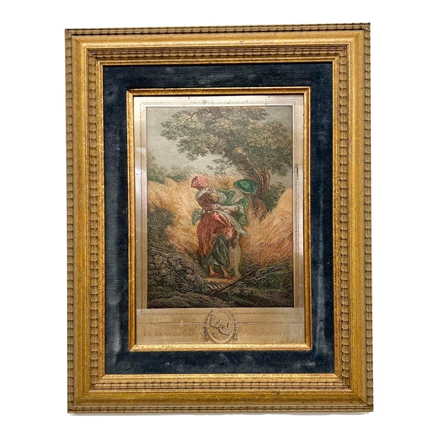 Vintage Silver-Plated French Art Etching: La Rencontré Dangereuse For Sale