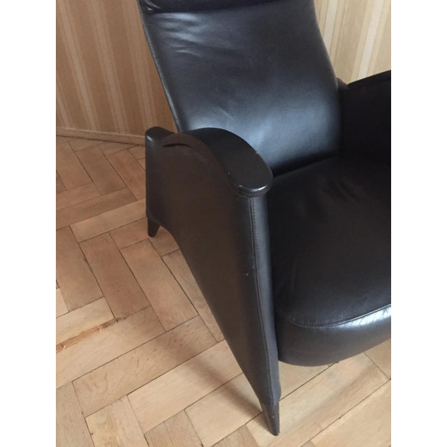 Mid-Century Modern Black Leather Armchair, 1980s For Sale - Image 3 of 8