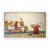 Modern abstract village landscape by Houston, TX artist David Adickes. This large-scale painting depicts an elevated town...