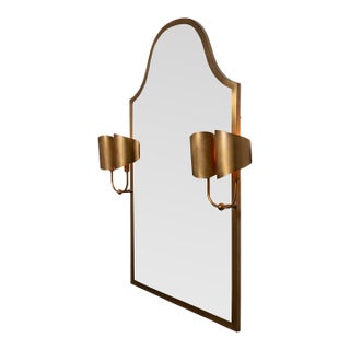 Quinton Brass Mirror With Sconces For Sale