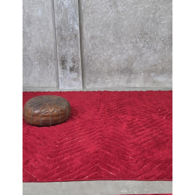 Textile Red Moroccan Rug - 9.8 X 8.2 Ft For Sale - Image 7 of 8