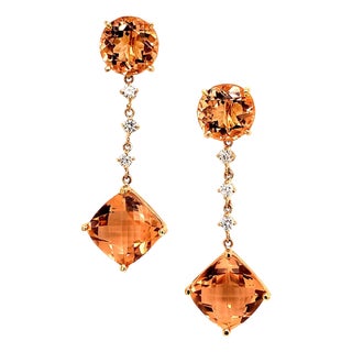 Natural Morganite Diamond Earrings 14k Gold 10.1 TCW Certified For Sale