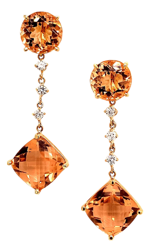 Natural Morganite Diamond Earrings 14k Gold 10.1 TCW Certified