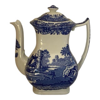 Vintage Authentic Spode Blue Italian Large Coffee Pot England For Sale