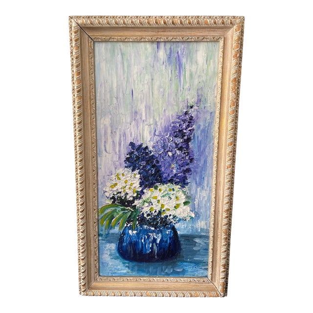 1962 Framed Impasto Floral Oil Painting on Board For Sale