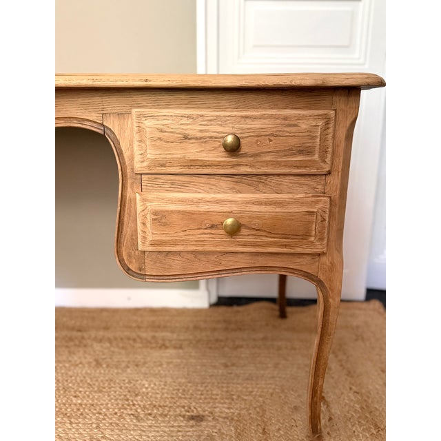 Louis XV Country Chic Oak Ministers Desk, 1970s For Sale - Image 18 of 18