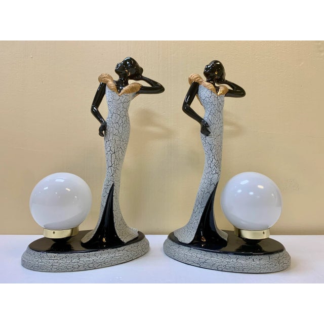 Vintageour Girls Figurine Table Lamps - a Pair For Sale - Image 4 of 4