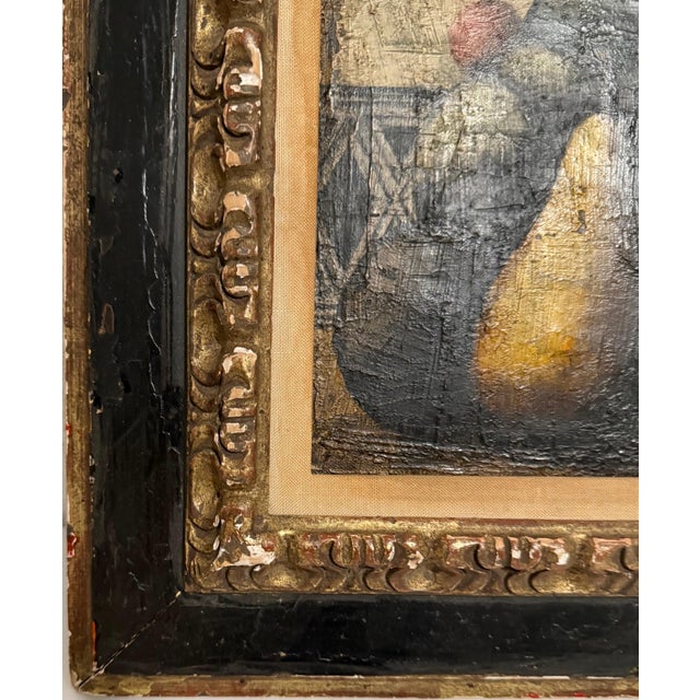 Philippe Auge, French Surrealist Oil Painting Pears, Fruits Textured Still Life Art Deco Style For Sale In Miami - Image 6 of 9