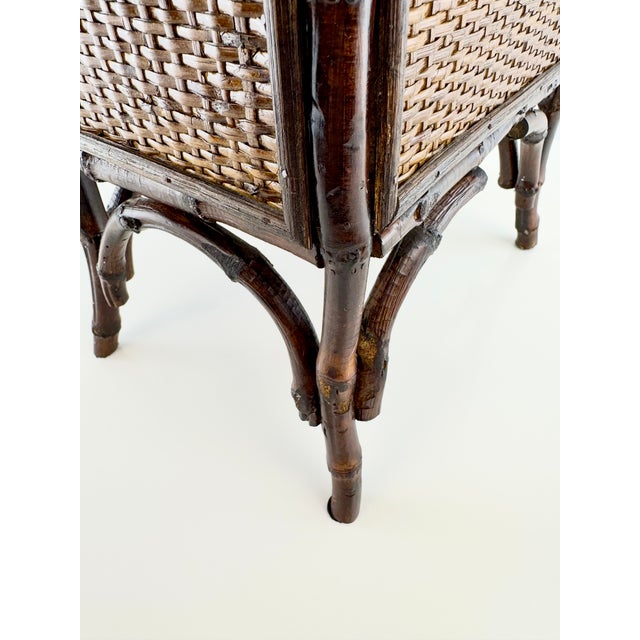 Vintage British Colonial Bamboo & Woven Rattan Table Lamp For Sale - Image 9 of 13