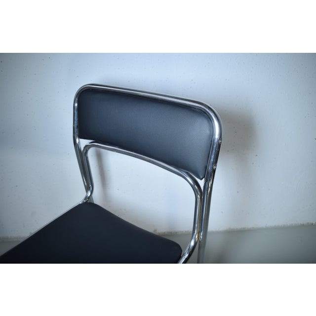Black Stackable Chrome Tube Chairs, 1970s, Set of 2 For Sale - Image 8 of 11