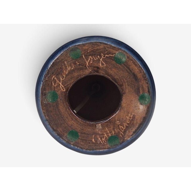 1970s Jette Hellerøe, Danish Modern, Carved Stoneware Table Lamp For Sale - Image 10 of 10