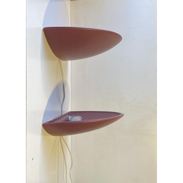 Vintage Danish Ceramic Up-Light Wall Sconces in Plum Magenta Glaze, Set of 2, 1980s, Set of 2 For Sale - Image 6 of 6