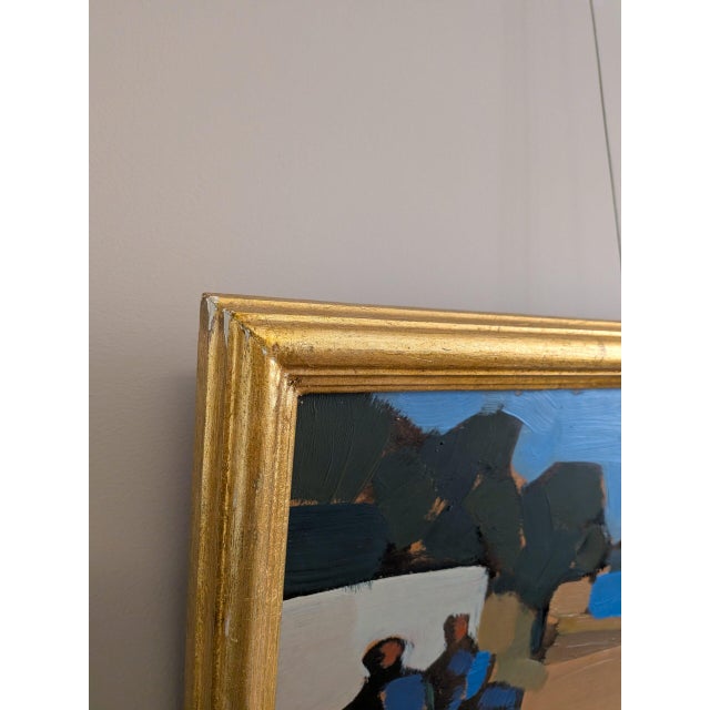 Mid-Century Modern 'Seaside Conversation' Vintage Coastal Landscape Oil Painting by Swedish Artist Eric Elfvén (1921–2008), Framed For Sale - Image 6 of 10