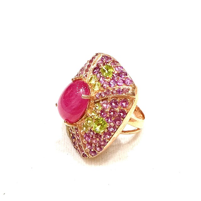 Bochic “Capri” Ruby & Amethyst & Lemon Topaz Ring Set In 18K Gold & Silver For Sale - Image 12 of 12