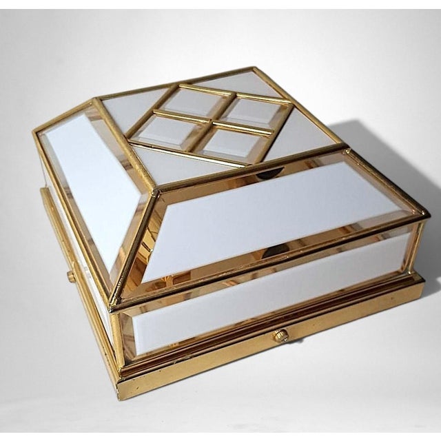 Mid 20th Century Italian Brass and Frosted Opaline Glass Flush Mount Ceiling Light For Sale - Image 6 of 18