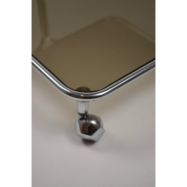 Italian Chrome and Smoked Glass Coffee Table on Casters, 1970s For Sale - Image 16 of 18