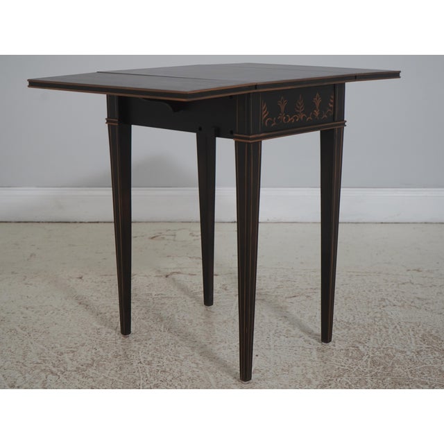 Sherrill Furniture Sherrill Black & Gold Crackle Paint Pembroke Drop Leaf Table For Sale - Image 4 of 17