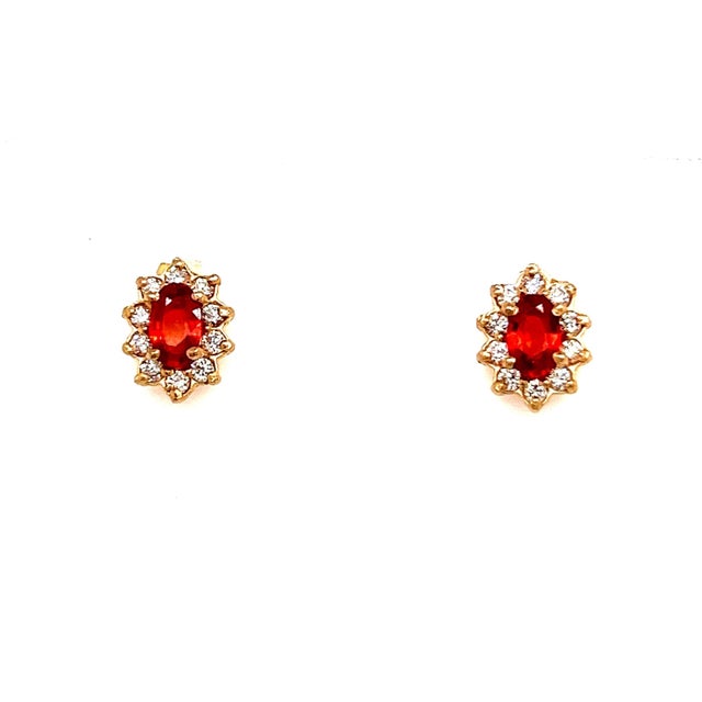 Natural Sapphire and Diamond Stud Earrings set in 14k Gold 0.80 TCW Certified $2,450 215611 This is a Unique Custom Made...