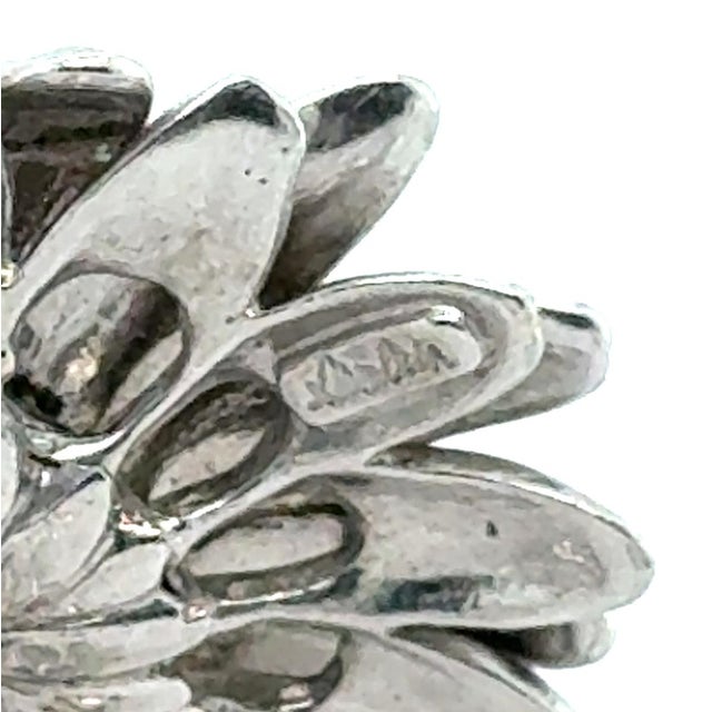 Late 20th Century Pair of Platinum Diamond Flower Earrings For Sale - Image 4 of 4