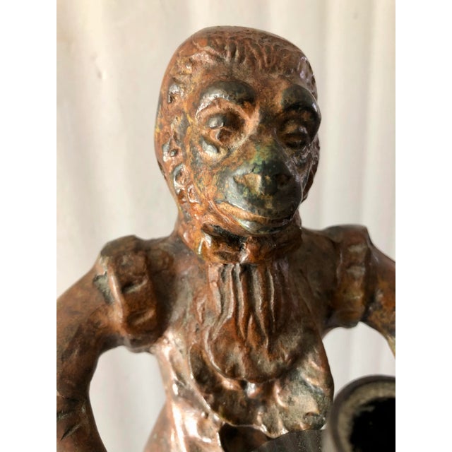 Mid 20th Century Victorian Style Bronze Butler Monkey Candle Holder For Sale - Image 5 of 11