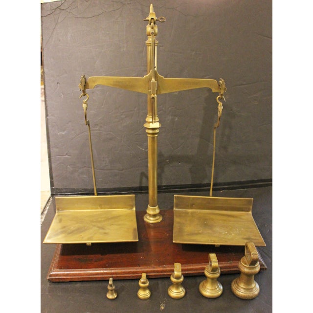 Circa 1900 English Equal Arm Market Scale With Weights For Sale - Image 4 of 12