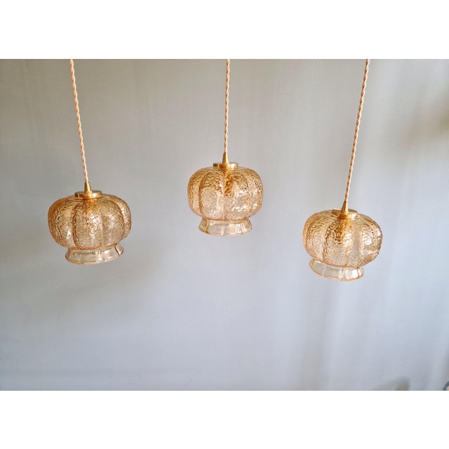 Vintage Amber Glass Pendant Light, 1960s-1970s For Sale - Image 15 of 18