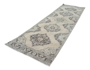 Hand Knotted Turkish Oushak Runner With Modern Tribal Style 3'11'' X 12'12''