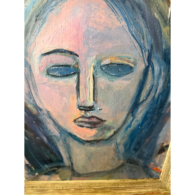 Mid 20th Century Expressionist Portrait of a Woman, Oil, in Carved Limed Frame For Sale In New York - Image 6 of 6