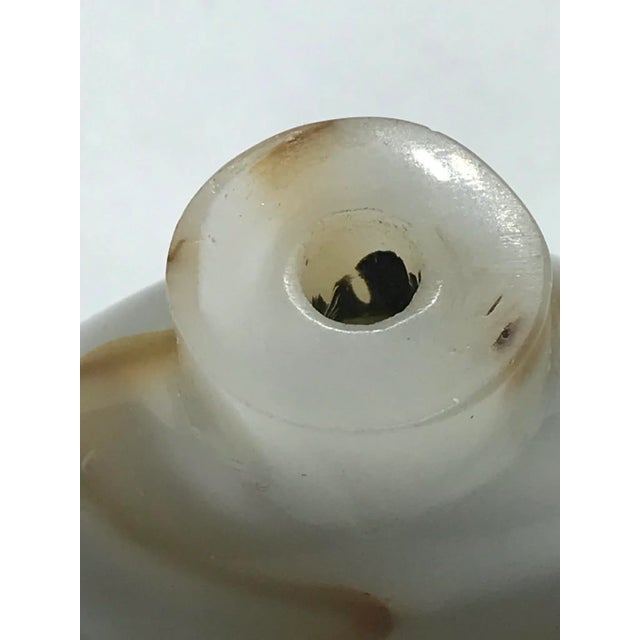 Gray Vintage Glass Snuff Bottle Imitating Banded Agate For Sale - Image 8 of 10