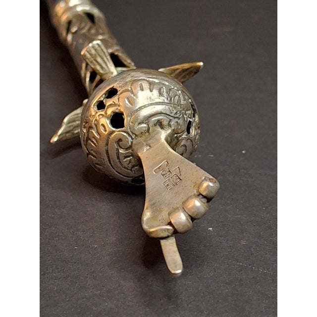 Large Antique Vintage Russian 84 Silver Torah Pointer Yad 13.75" Composite 121g For Sale - Image 4 of 18
