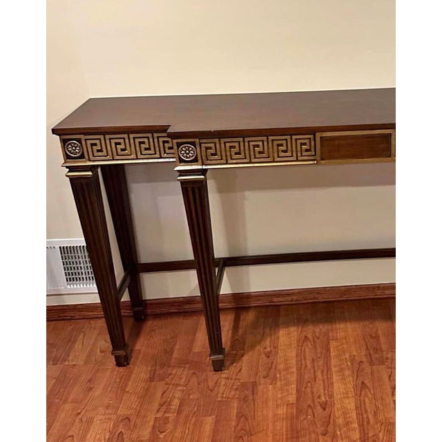 Hickory White Neoclassical Greek Key Console Table Elegant Hickory White console table crafted in the neoclassical style,...