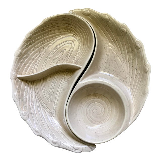 1960s California Pottery Paisley Appetizer Serving Plates - a Pair For Sale