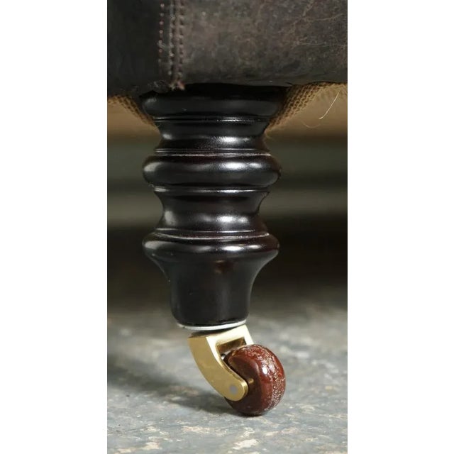 Exquisite Howard Style Heritage Grey Leather Sofa For Sale - Image 9 of 17