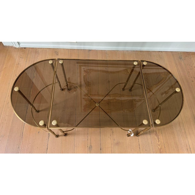 Metal Maison Bagues Tripartite Brass Coffee Table For Sale - Image 7 of 11
