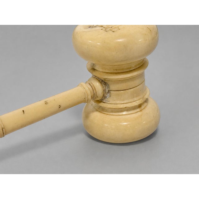 Maritime-Engraved Masonic Ceremonial Gavel - Carved Organic Material, Circa 1880 For Sale In Providence - Image 6 of 9