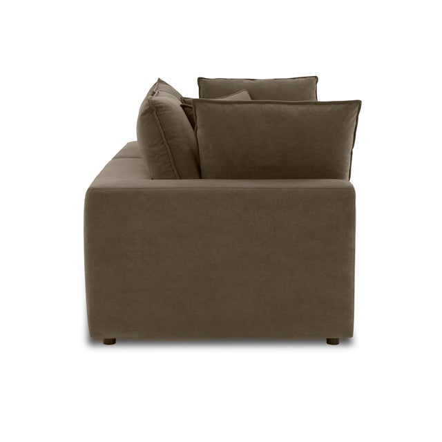 Boho Chic Cali Chocolate Brown Performance Velvet Modular Loveseat For Sale - Image 3 of 7