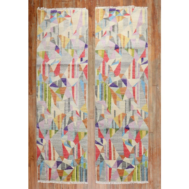 Contemporary Colorful Persian Runners - A Pair - 2'7" x 8'2" For Sale - Image 11 of 11
