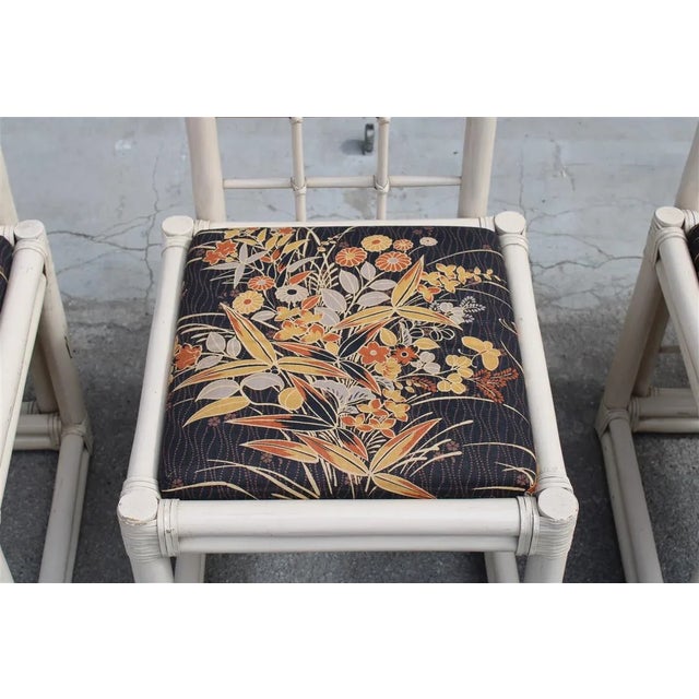 1970s White Bamboo High Back Chairs from Vivai del Sud, 1970s, Set of 4 For Sale - Image 5 of 12