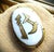 Antique Art Deco Hand-Painted Porcelain 'B' Gold Leaf Oval Brooch Pin, C. 1920's For Sale - Image 4 of 11