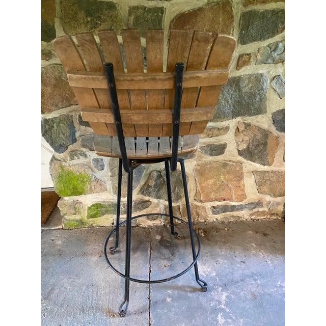 1963 Mid Century Modern Arthur Umanoff Swivel Counter Stool, Slat Back Bent Wood For Sale - Image 9 of 12