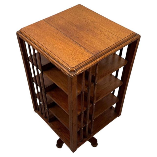 19th Century 20th Century Edwardian Oak Revolving Bookcase, 1890s For Sale - Image 5 of 9