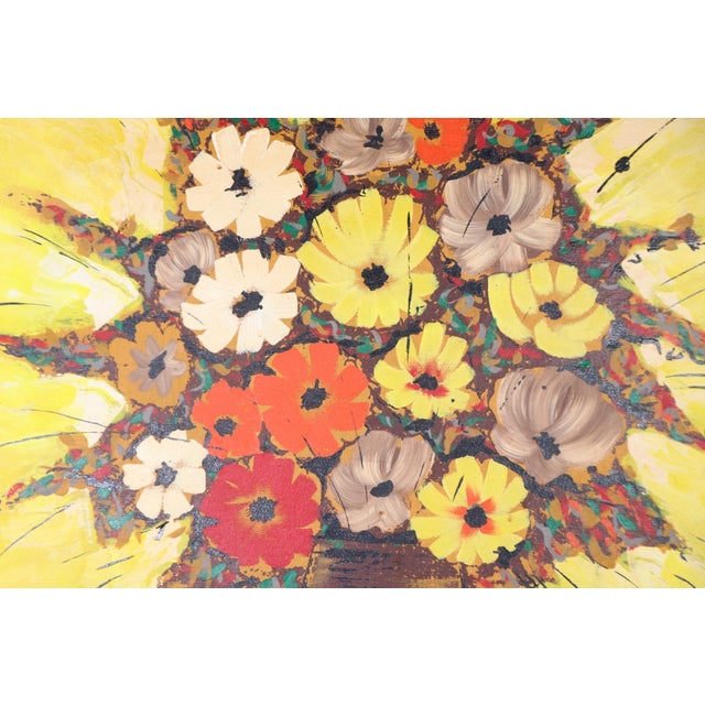 Post Modern Sofa Art Flower Bouquet Painting C 1970's Signed Gregg For Sale - Image 10 of 10
